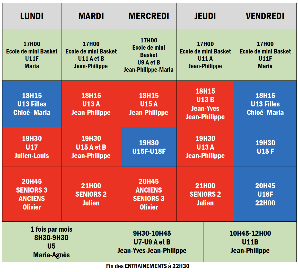 entrainements domont basket